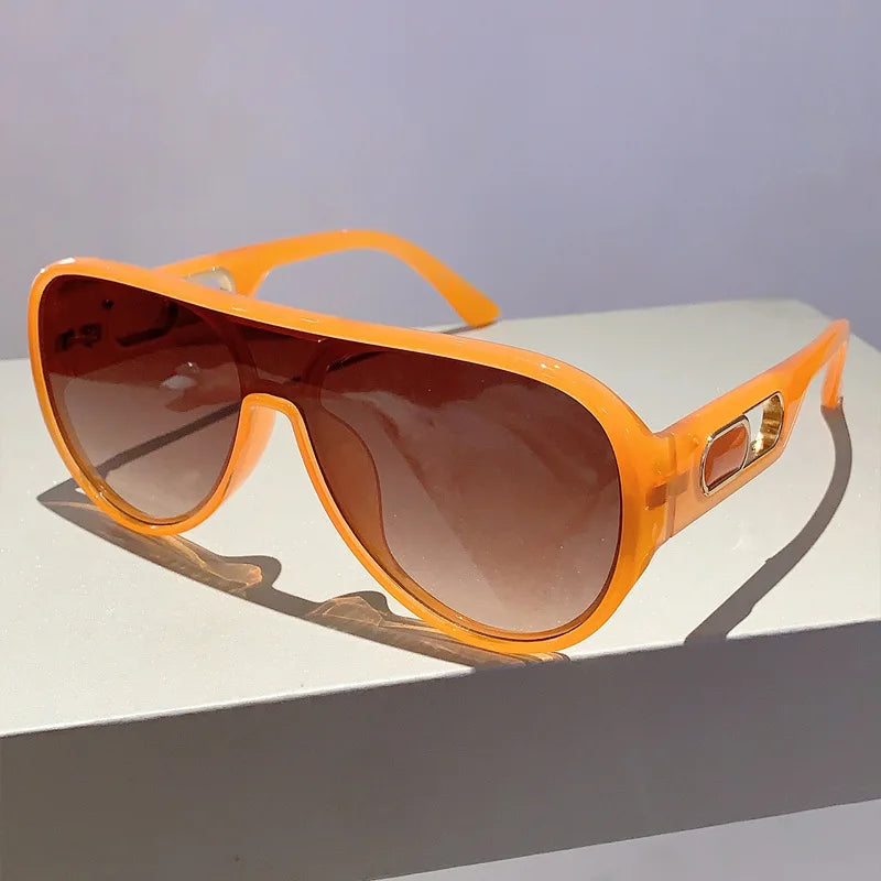 QVQV Trendy Oversized One Piece Sunglasses Women Summer Fashion Thick Frame Pilot Sun Glasses Luxury Brand Outdoor Y2K Shades