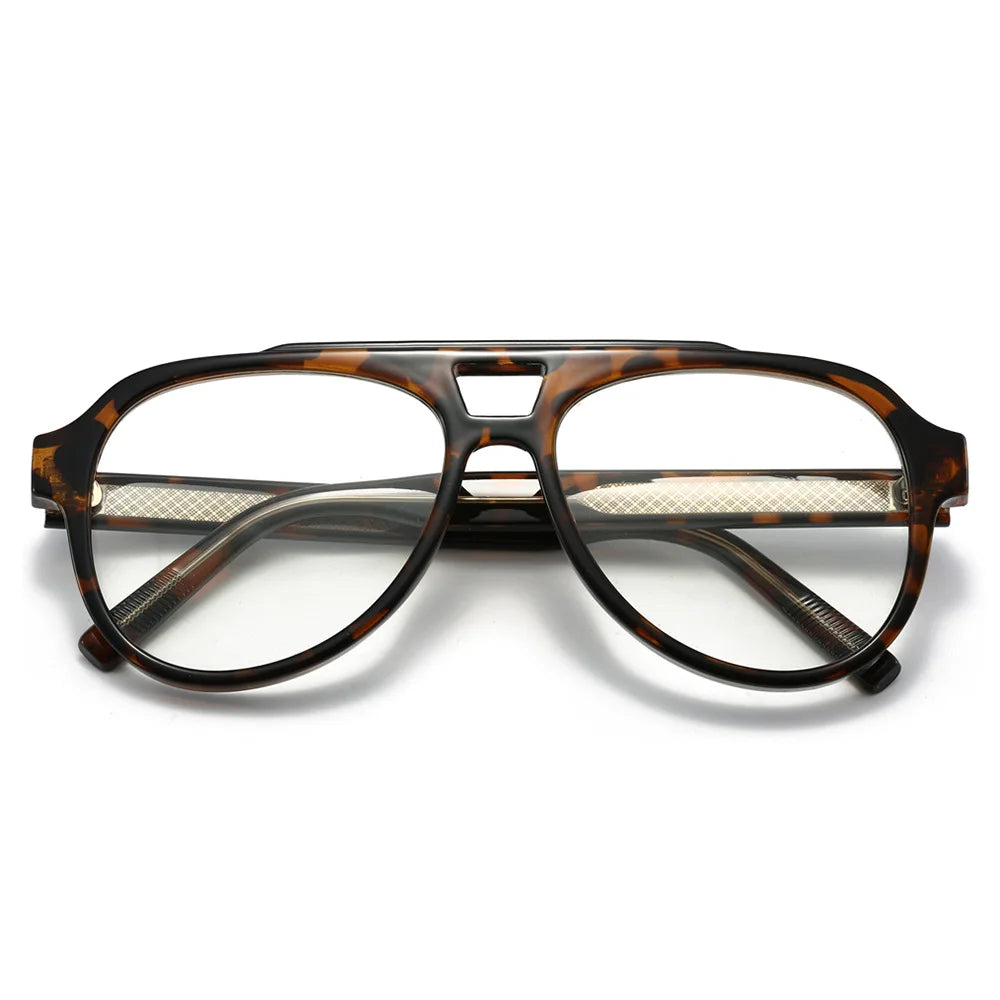 Unisex Retro Glasses Frame Large Eyeglasses Anti Blue Light Square Opical Glasses Aviation Suitable Decoration Eyewear