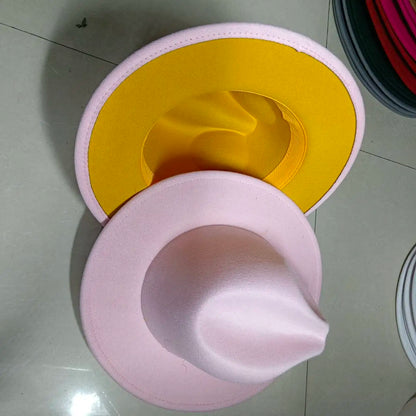 Sombreros Fedora Hat Dual Color Classic Jazz Hat Soft Fedora Hat Classic Men's and Women's Blue Jazz sombreros