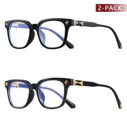 Classic 2Pcs Square Anti Blue Light Glasses For Men And Women Black & Transparent Frame Unisex Computer Wearing Women Glasses