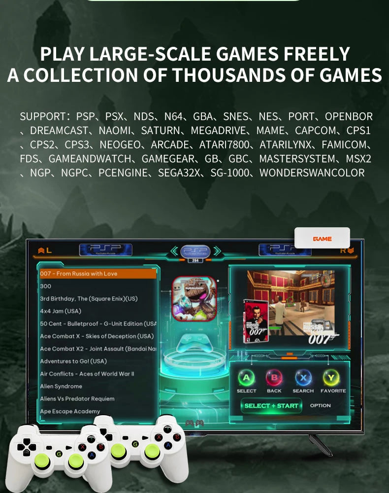 2026 New Coopreme Y7 X7 128G  Linux System 4K Video Game Console TV Box Wireless Controller Retro Game 10000+ Support PSP