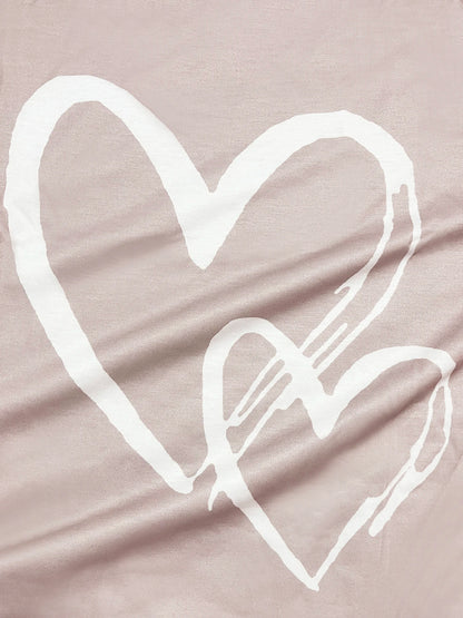 Plus Size eyelet hollow solid  heart-shaped printed long-sleeved top autumn and winter women's casual T-shirt with light stretch