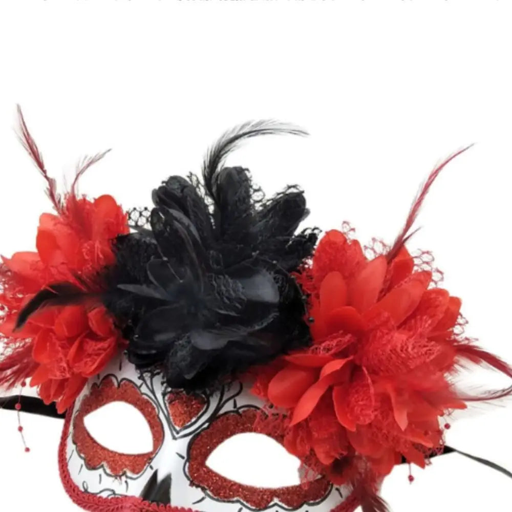 Halloween Masks With Fire Devil Flowers Mexico Day of the Dead Masks for Masquerade Balls Cosplay Performance Carnival Party