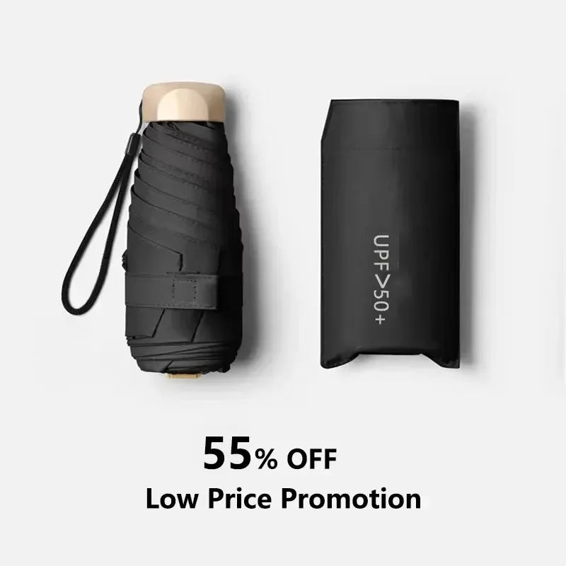 1Pc Mini Sun Umbrella Pocket Rain Umbrella Vinyl Folding UV Protection Sun Shade Ultraviolet Capsule Parasol for Pocket 55% off