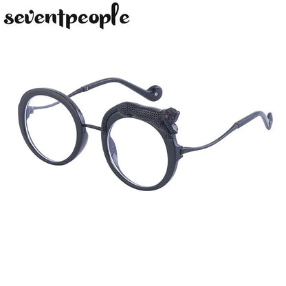 Oversized Round Sunglasses Women Big 2026 Luxury Brand Crystal Leopard-Shaped Sun Glasses for Ladies Anti Blue Light Eyeglasses