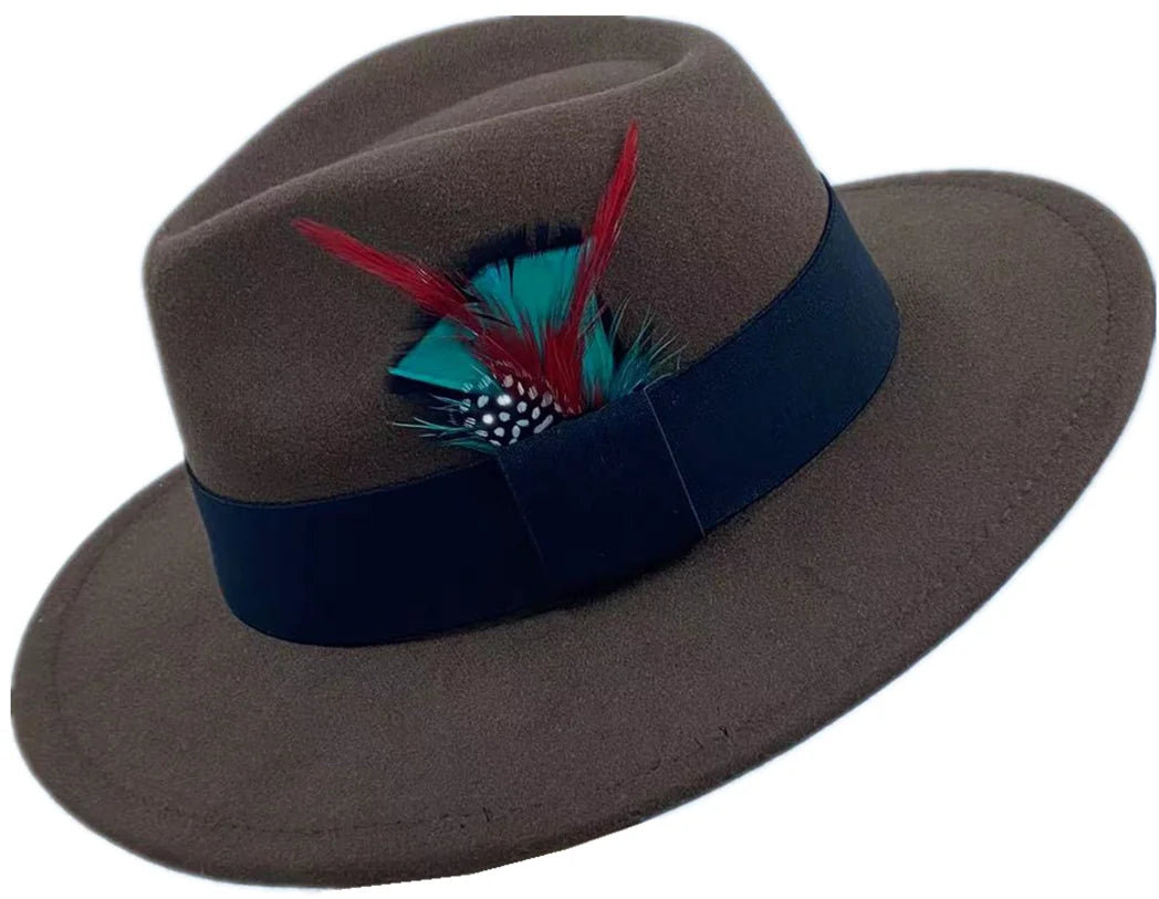 men hats feather men fedoras lady woolen felt church hat unisex  bowknot  jazz hat for men and women