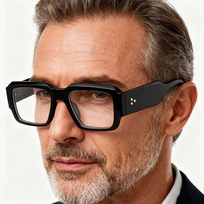 R57164 Men Fashion Rivet Optical Reading Glasses Women Trend Square Presbyopic Spectacles Dioptric +50 +100 +300