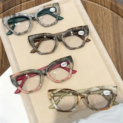 Oversized Flora Printed Reading Glasses Women Men Fashion Trendy Large Frame Hyperopia Unisex Stylish Luxry Cat Eye Eyeglasses