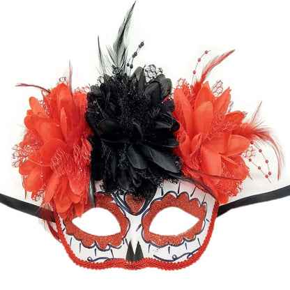 Halloween Masks With Fire Devil Flowers Mexico Day of the Dead Masks for Masquerade Balls Cosplay Performance Carnival Party