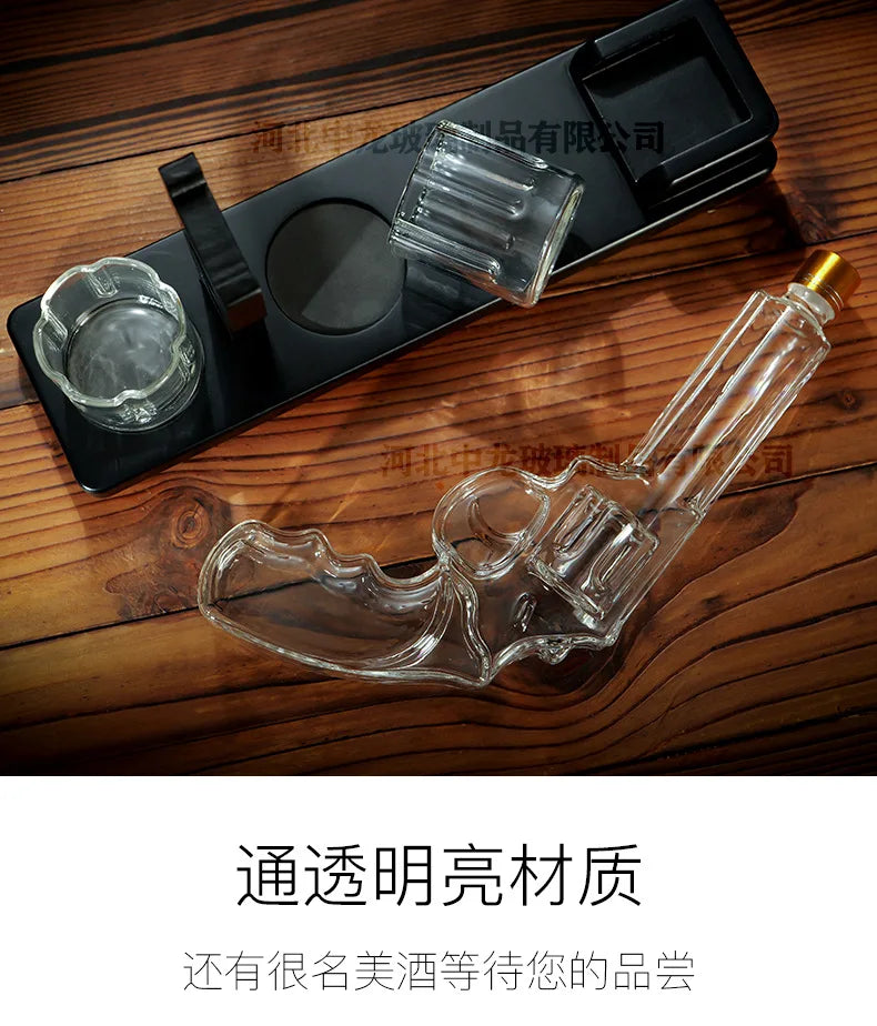 Creative Pistol-Shaped Glass Decanter Gun-Shaped Whiskey Set High Borosilicate Glass Sparkling Bottle