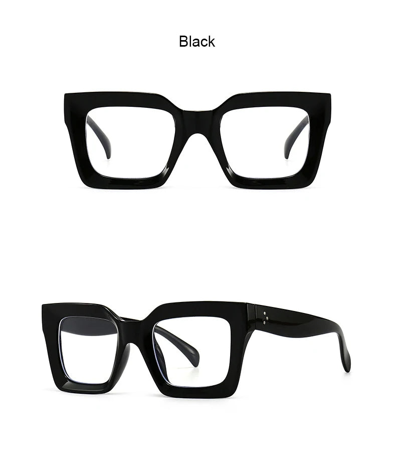 Vintage Oversized Square Anti Blue Light Reading Glasses Women Men Trending Optical Eyewear Finished Hyperopia Eyeglasses +2 +5