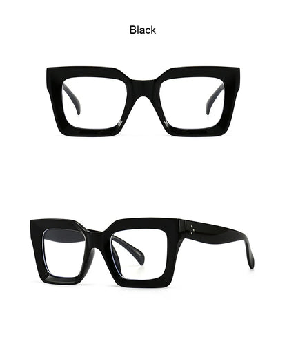 Vintage Oversized Square Anti Blue Light Reading Glasses Women Men Trending Optical Eyewear Finished Hyperopia Eyeglasses +2 +5