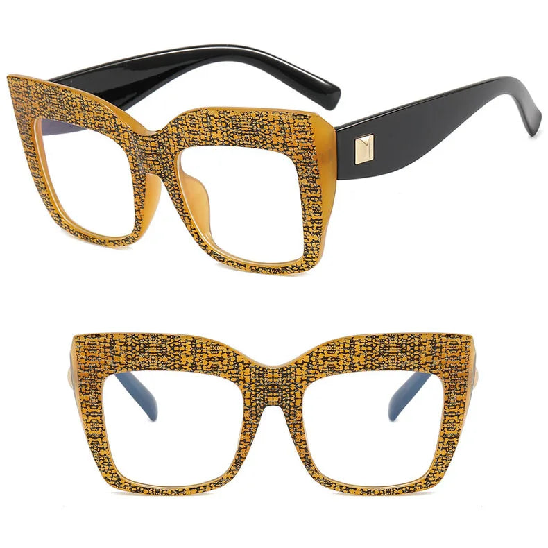 Square Anti Blue Light Reading Glasses Optical Lenses Prescription Glasses Frame Women Large Frame Cat Eye Presbyopic Glasses