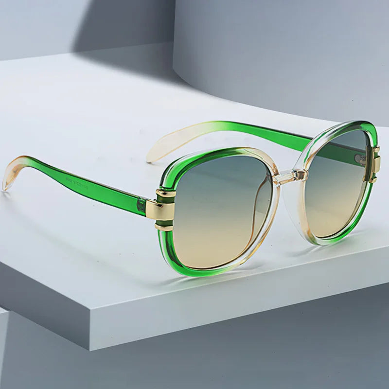 New In 2025 Sunglasses for Women Modern Fashion Purple Orange Gradient Decorative Glasses Transparent Plastic Frame Metal