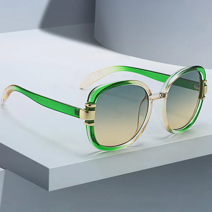 New In 2025 Sunglasses for Women Modern Fashion Purple Orange Gradient Decorative Glasses Transparent Plastic Frame Metal