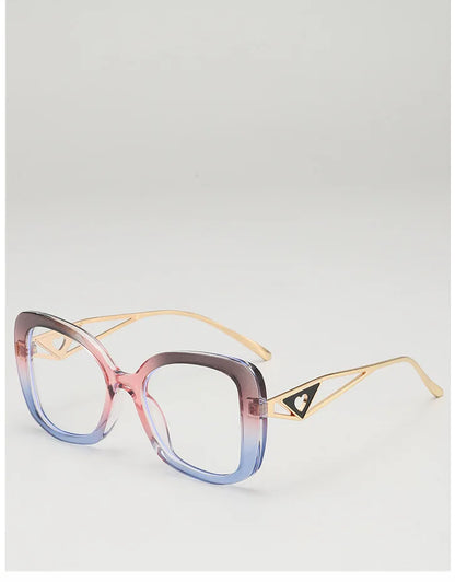 Luxury Brand Oversized Square Reading Glasses Women Triangle heart Temple Eyeglasses Blue Light Blocking Clear Computer Glasses