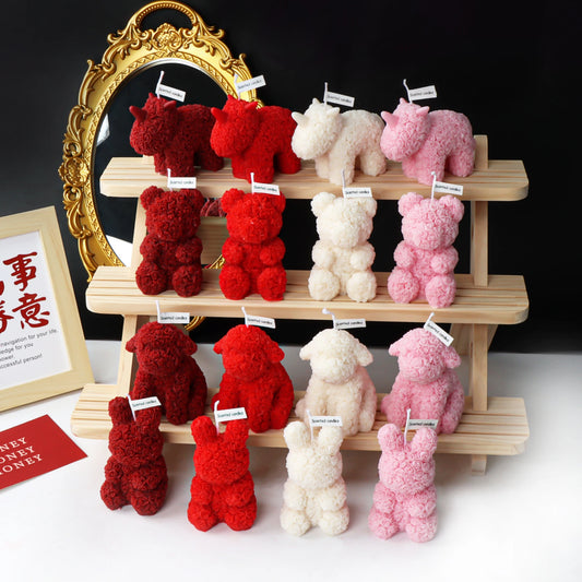 3D Cute Bear Rabbit Scented Candle DIY Dream Unicorn Candle Decoration Handmade Gifts Home Decoration Candle Gifts Wedding Decor