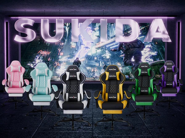 Ergonomic Gamer Chairs Computer Chair Gamer Chairs for Adults Massage Lumbar Support Swivel Height Adjustable Headrest Backrest