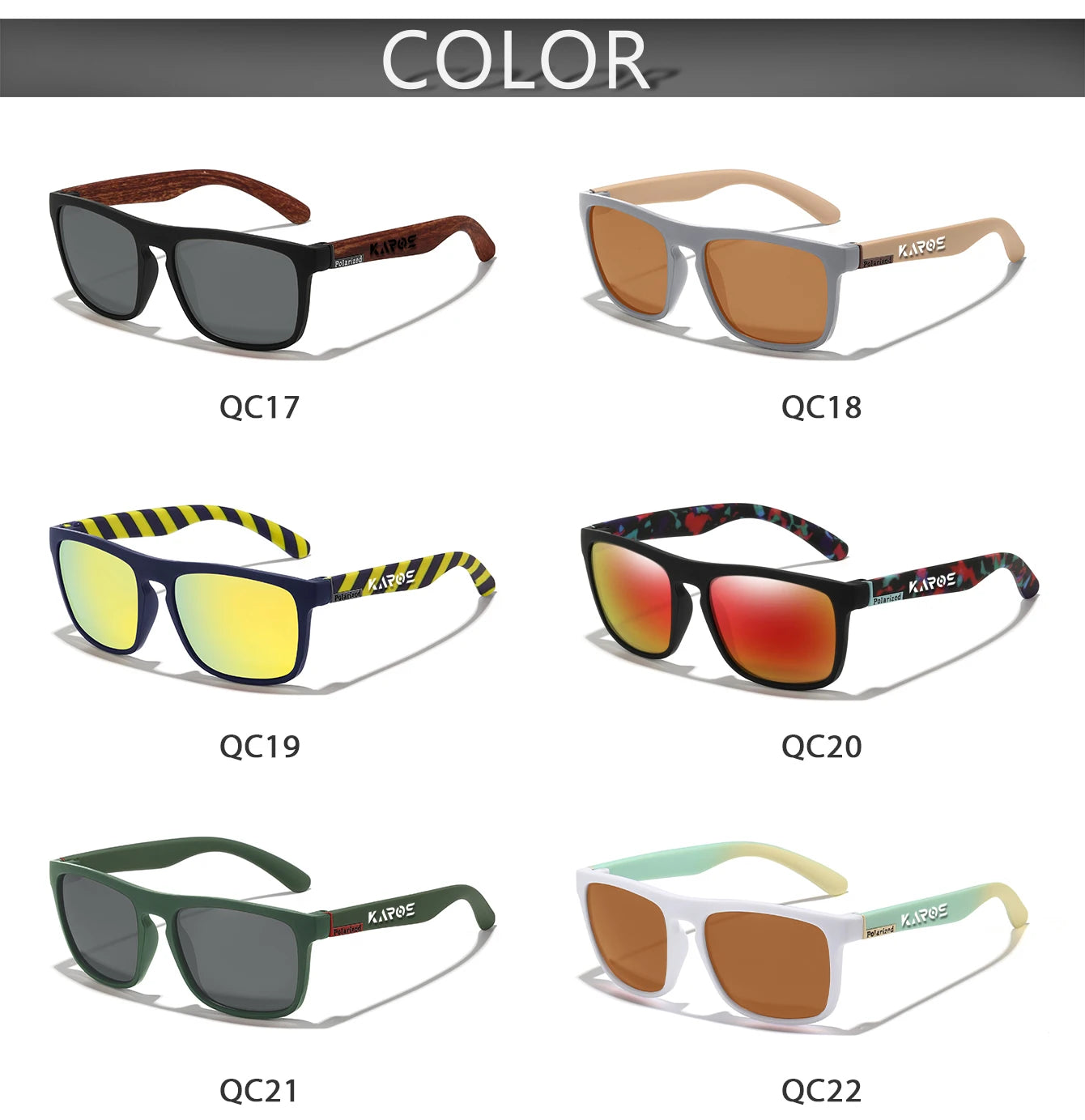 KAROS 2PCS Sunglasses Men/Women Polarized Square Mirror Brand Design Luxury UV400 SunShade Unisex Fishing Driving Cycling Hiking