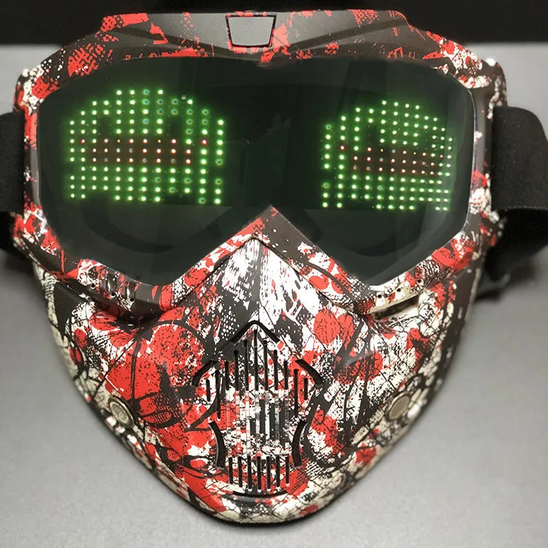 Bluetooth RGB Light Up Party Carnival Led Ski Goggles DIY LED Glasses Display Board Mask Screen Matrix Gift Toys