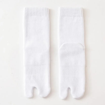 Autumn Winter Thicken 2 Finger Socks For Men Solid Color Business Flip Flops Split Toe Socks Thermal Middle Tube Cotton Socks