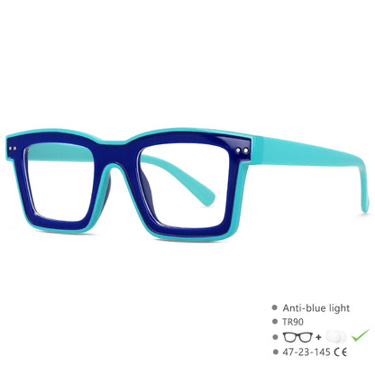 55599 New Fashion Men Brand Designer Glasses for Ladies Anti Blue Retro Square Punk Frame Clear Computer Purple Eyeglasses