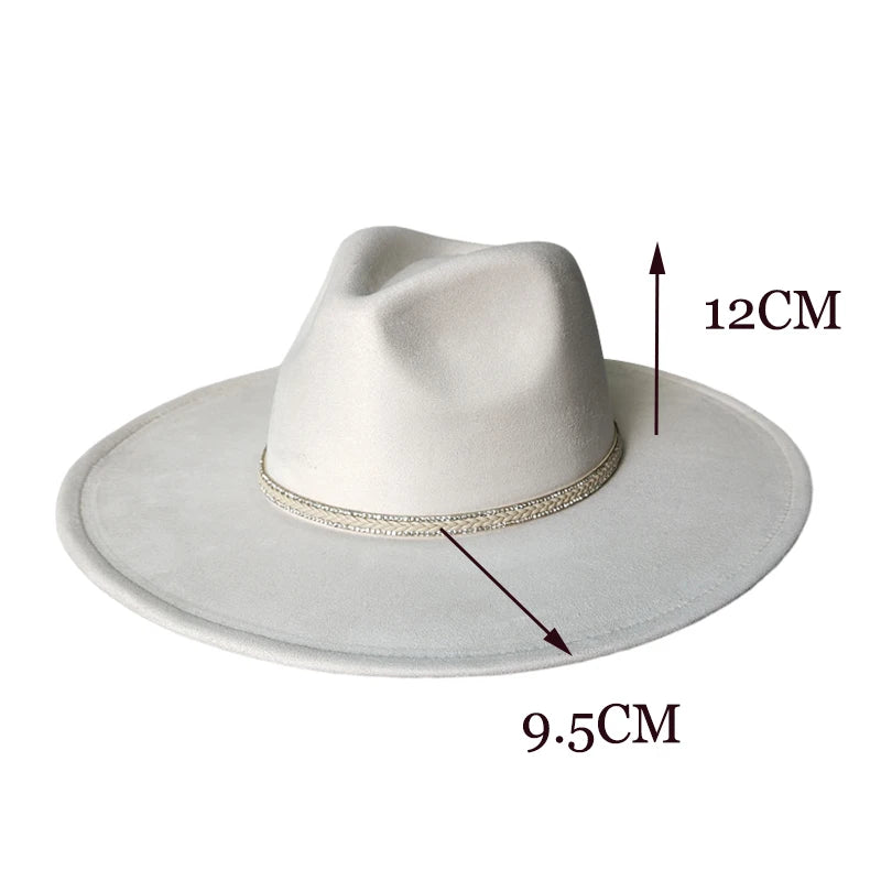 Colorful Suede Wide Brim Felt Fedoras Women's Hat Men's Church Jazz Hat Denim Hat Panama шляпа женская летняя 2024