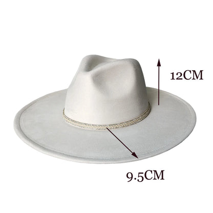 Colorful Suede Wide Brim Felt Fedoras Women's Hat Men's Church Jazz Hat Denim Hat Panama шляпа женская летняя 2024
