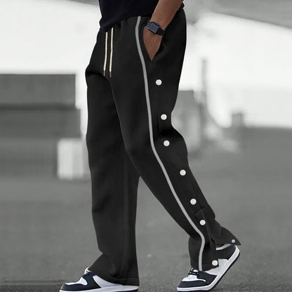 Spring and Autumn New Jacquard Long Pants Single breasted Patchwork Loose Large Casual Pants Versatile Sanitary Pants