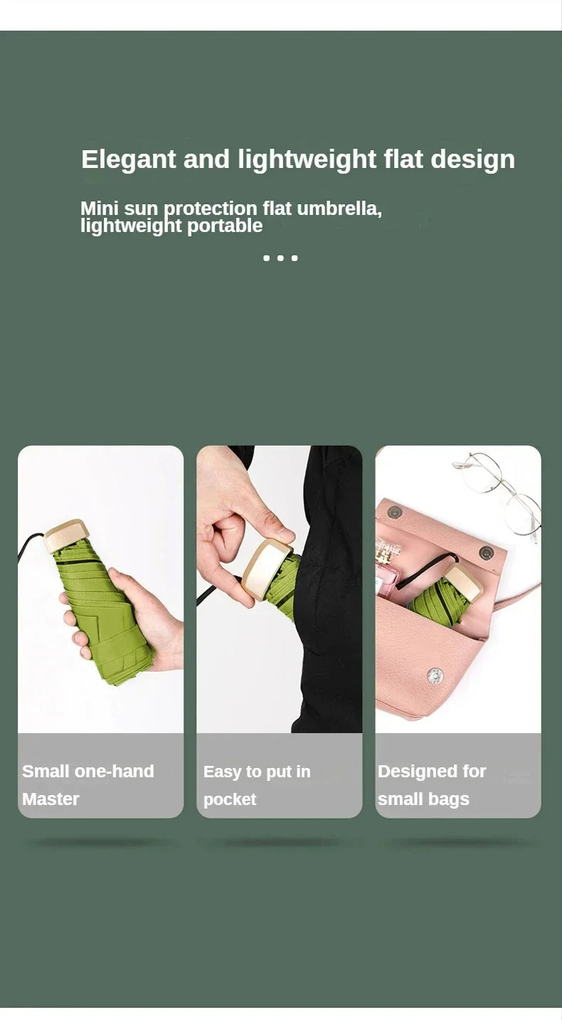 1Pc Mini Sun Umbrella Pocket Rain Umbrella Vinyl Folding UV Protection Sun Shade Ultraviolet Capsule Parasol for Pocket 55% off