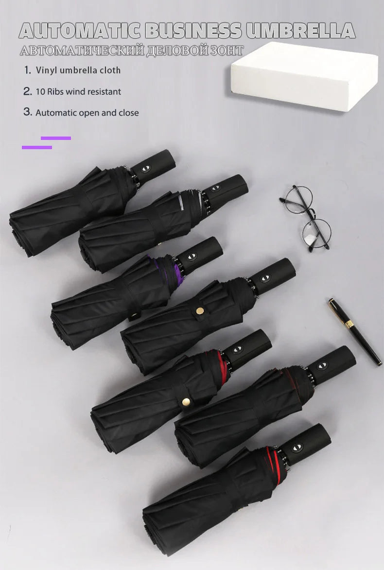 Umbrella Extra Large Ten Bone Large Double Umbrella Triple Large Folding Sunshade Umbrella Men's and Women's Business Umbrella T