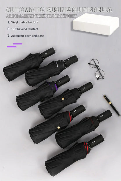 Umbrella Extra Large Ten Bone Large Double Umbrella Triple Large Folding Sunshade Umbrella Men's and Women's Business Umbrella T
