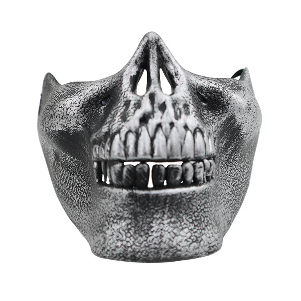 1pcs Skeleton Demon Mask Realistic Half Face Warrior Mask Halloween Cosplay Skull Costume Performance Props Accessories Tools