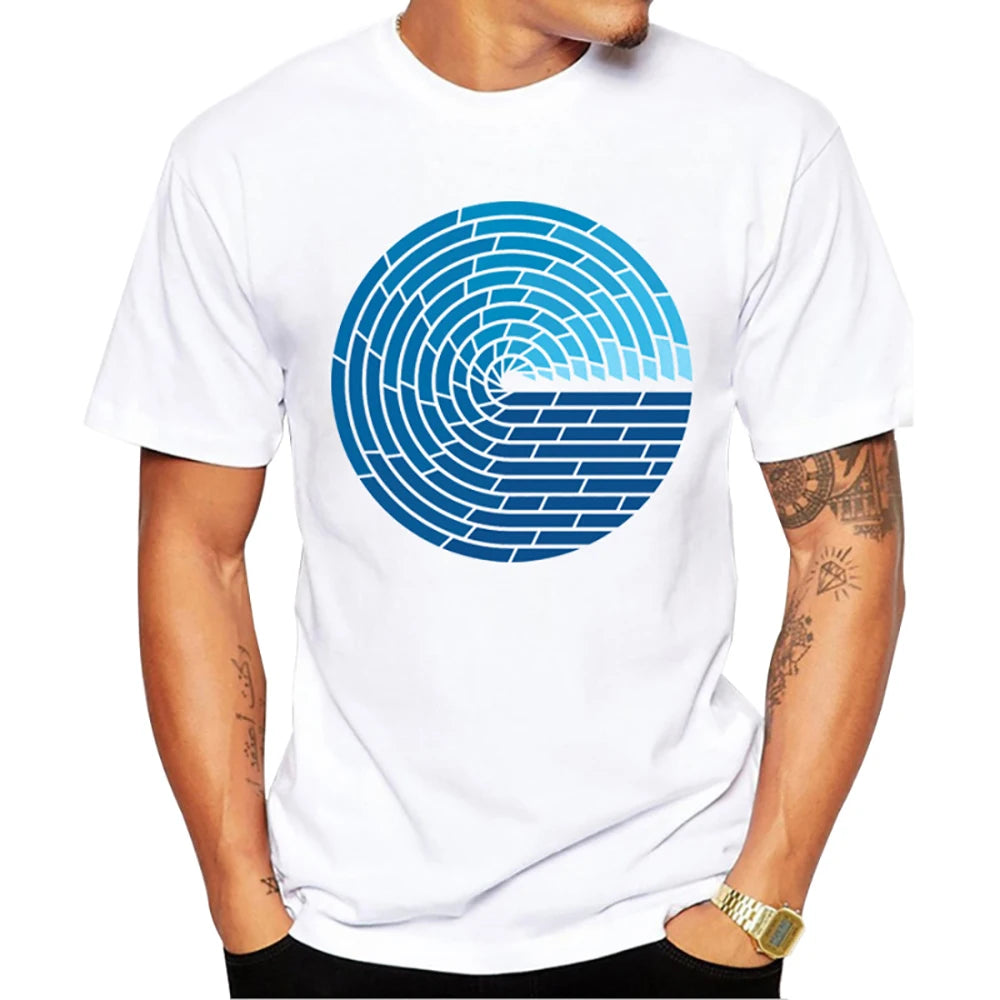 TEEHUB Mountain Sunset Brushstrokes Men T-Shirt African Safari Sunset T Shirts Short Sleeve Tshirts Geometric Harajuku Tee