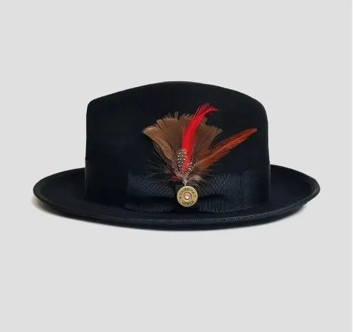 Fedora Men's Feather Wide-brimmed Hat Unisex Wool Felt Jazz Top Hat Autumn and Winter Ladies Hat Church Men's Hat Casual