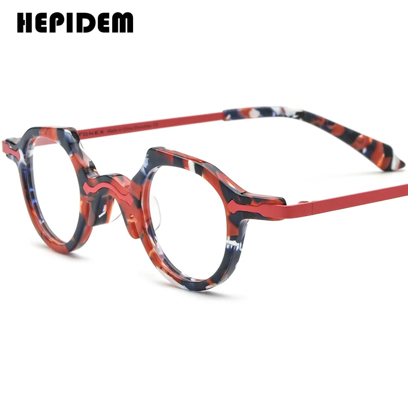 FONEX HEPIDEM Acetate Eyeglasses Frame Men 2025 New Small Round Brand Design Glasses Women Retro Vintage Eyewear Spectacles 9341