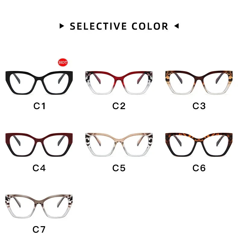 Luxury Brand Designer Women Fashion Cat Eye Anti Blue Light Glasses Double Color Large Frame Lady's Prescription Eyewear Frames