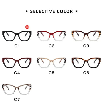 Luxury Brand Designer Women Fashion Cat Eye Anti Blue Light Glasses Double Color Large Frame Lady's Prescription Eyewear Frames