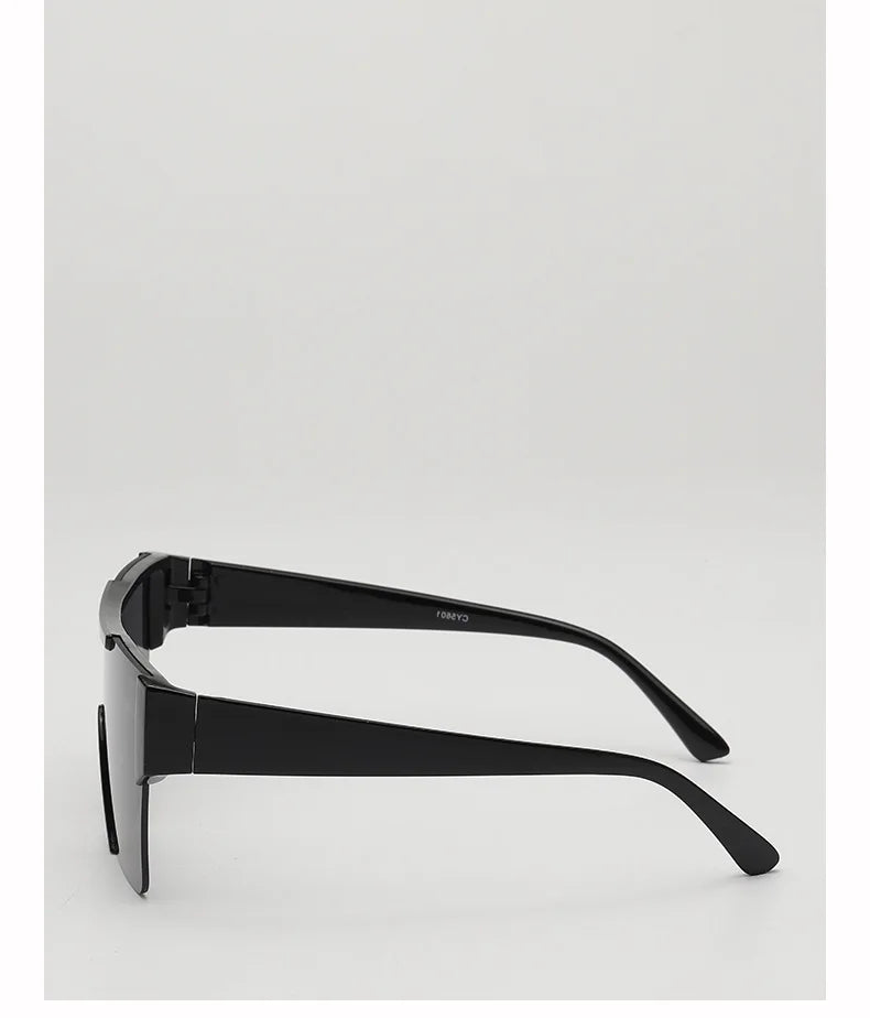Retro Big Square Frame Women Men Sunglasses Fashion One Piece Black Silver Lens Shades UV400 Trending Sun Glasses Eyewear 2026
