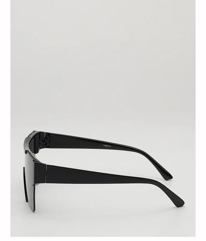 Retro Big Square Frame Women Men Sunglasses Fashion One Piece Black Silver Lens Shades UV400 Trending Sun Glasses Eyewear 2026