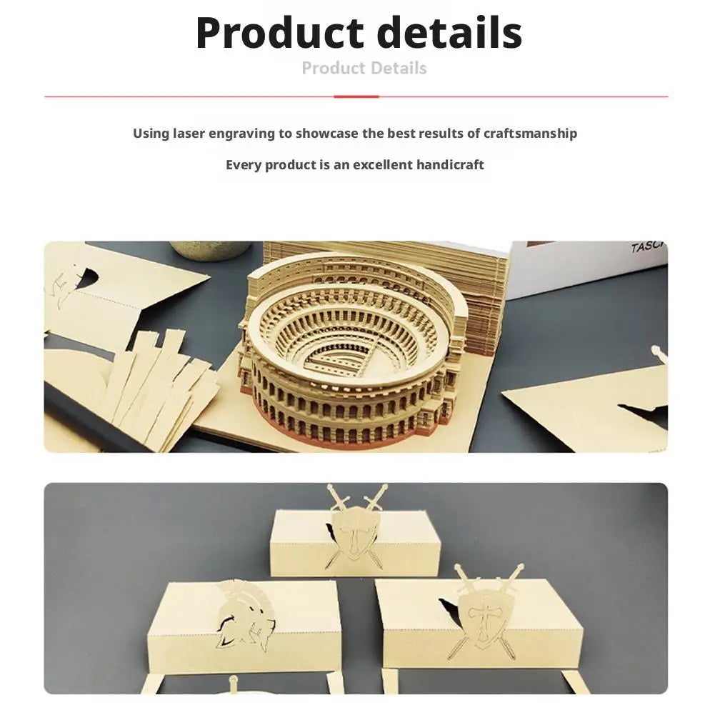 3D Stereoscopic Calendar Roman Colosseums Shape Weekly Calendar Tear-Away Paper Carving Art Memo Pad Offices Decor