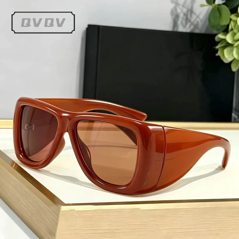 QVQV Trendy Oversized Square Sunglasses Women Men Luxury Brand Original Thick Frame Sunglasses Retro Outdoors Driving Shades