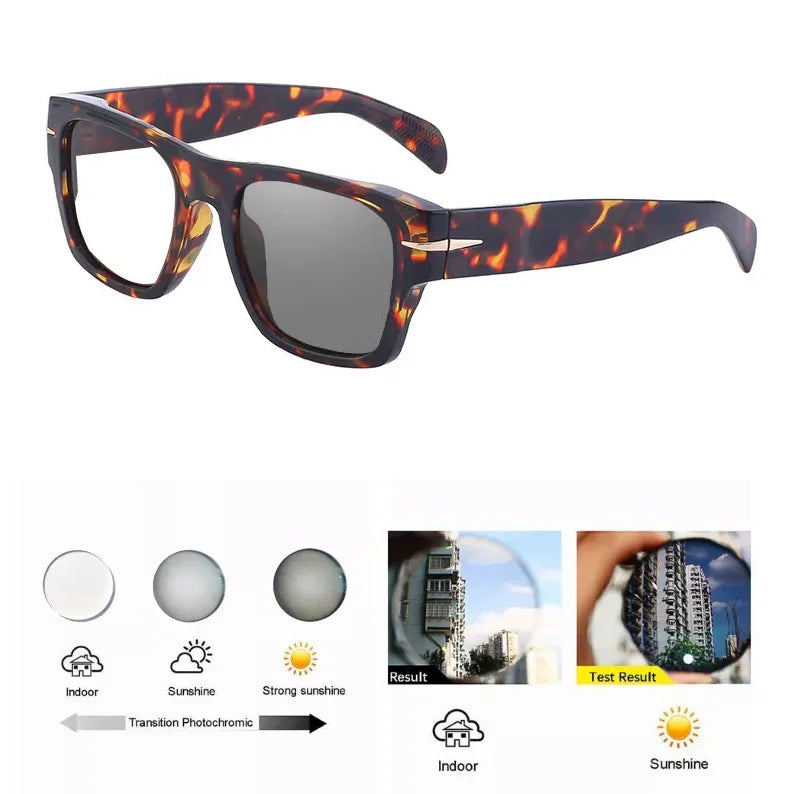  Thick Frame Men Women Square Photochromic Gray Reading Glasses Classic Presbyopia Glasses Shade Sunglasses FELRES