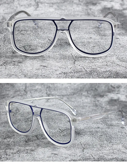 Fashoin Large Frame Anti Blue Light Glasses Frame Men Women Oversized Optical Prescription Eyewear Computer Goggles Eyeglasses