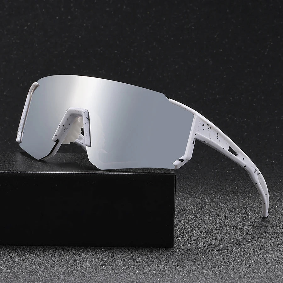 1 pair of large-frame trendy cycling sunglasses, suitable for both men and women, ideal for cycling, fishing, and running.