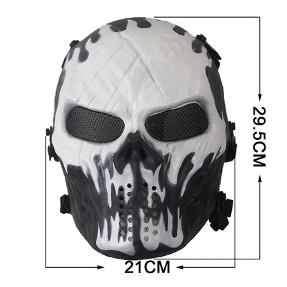 REikirc Full Face Airsoft Tactical Skull Mask with Ear Protection CS Halloween Cosplay Masks