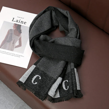 Cashmere Men Scarf Fashion Designer Winter Outdoor Windproof Warm Soft Classic Shawl Thicken Muffler Long Wraps Scarve Male