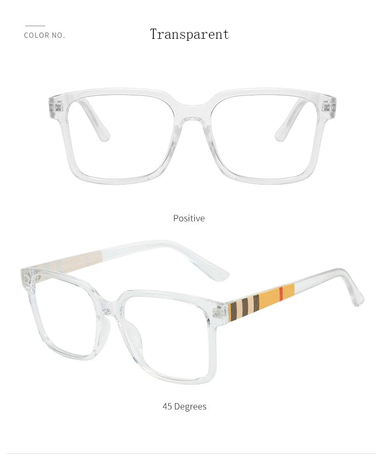 Brand Designer Retro Square Anti Blue Light Reading Glasses Women Men  Stripe Female Eyeglasses Computer Presbyopia Eyeglasse
