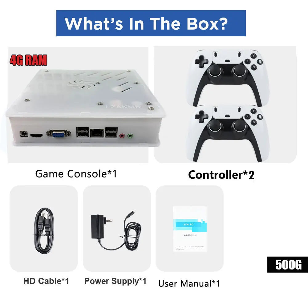 2026 New X8 Retro Game Console 500GB | 70,000+ Games | 60+ Emulators | 4K HD | Plug & Play | PS2 Wii PSP GC N64 Xbox Dual System