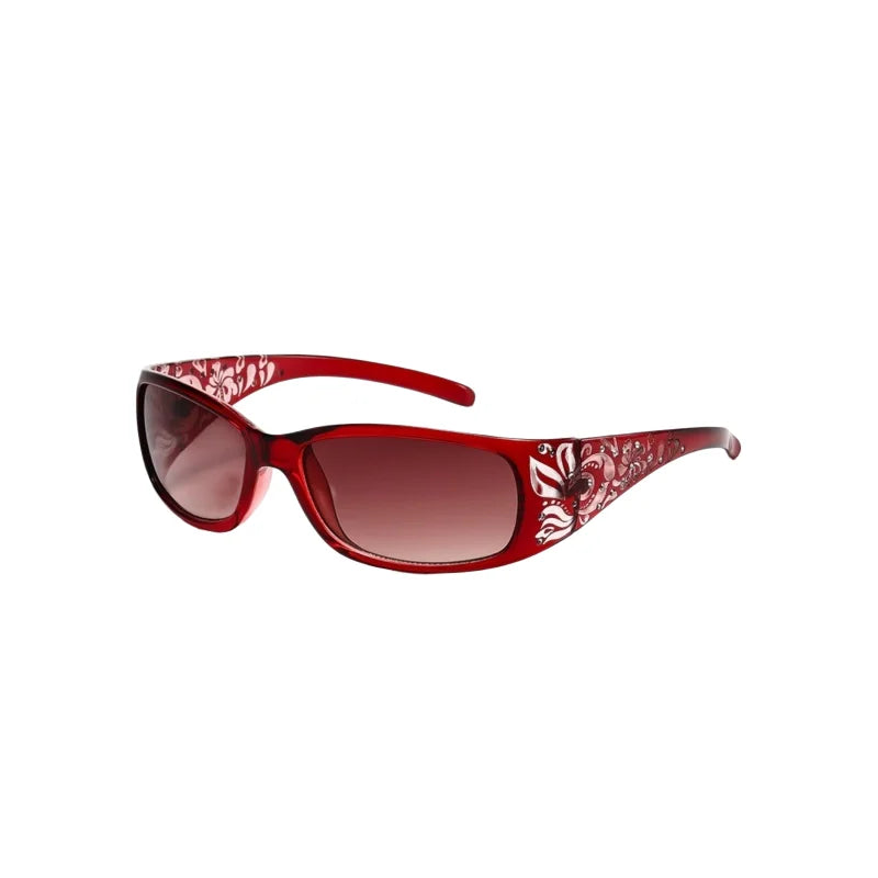 New Printed Diamond Studded Retro Cat Eye Women's Sunglasses Personalized And Trendy Outdoor Sun Protection Sunglasses